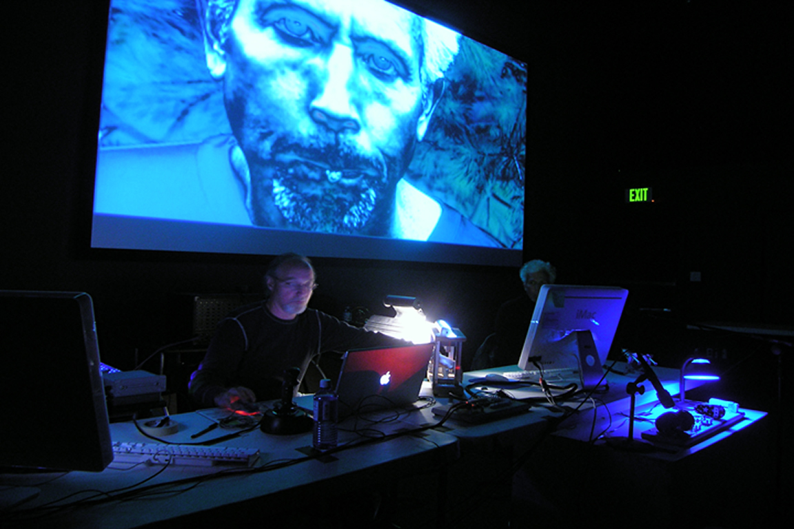 Video by Alysse Stepanian (2008) for a multimedia performance with computer, live trumpet and flugelhorn, and computer-interactive devices.