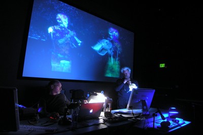 Video by Alysse Stepanian (2008) for a multimedia performance with computer, live trumpet and flugelhorn, and computer-interactive devices.